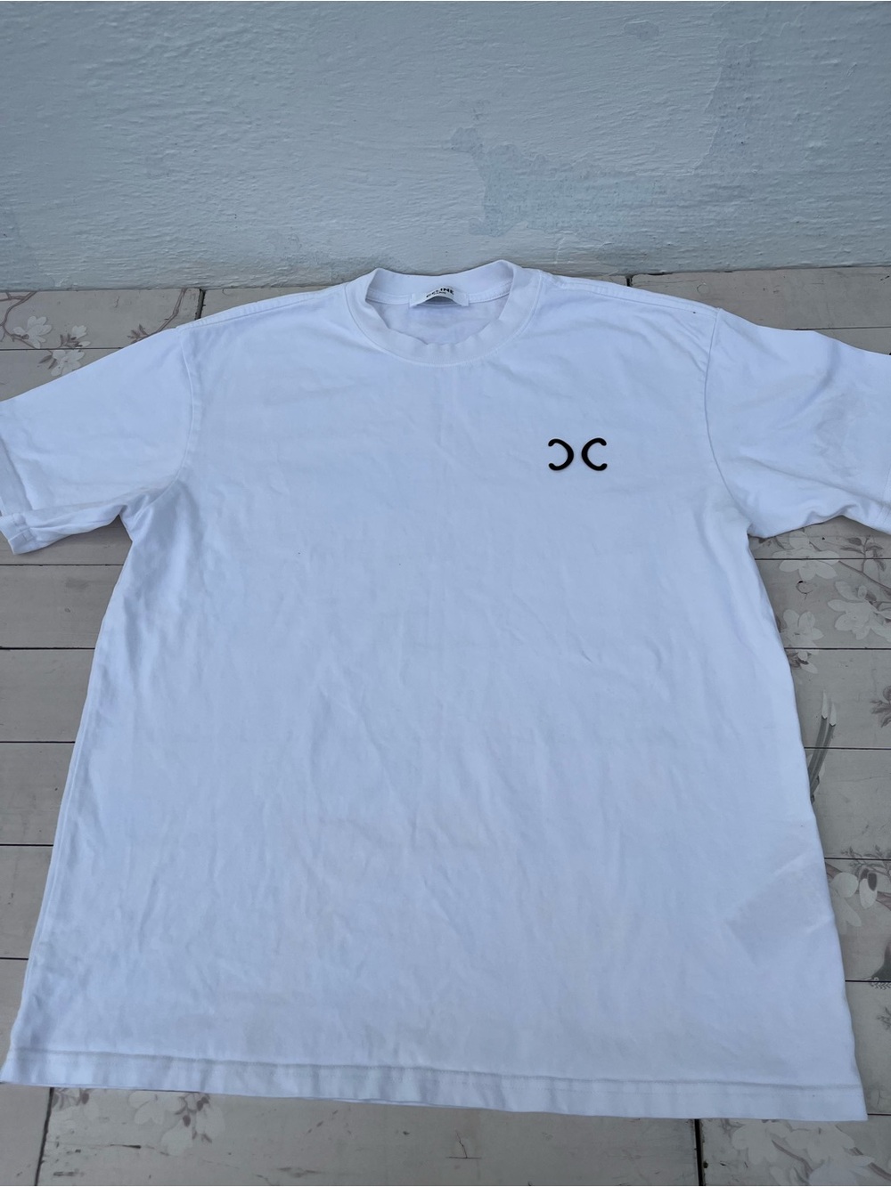 Celine White Short-Sleeve Logo Tee